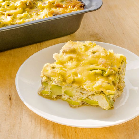 Pastel de calabacín, puerro y cebollino