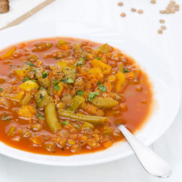 Sopa de lentejas y verduras