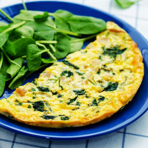 Tortilla de espinacas y queso fresco